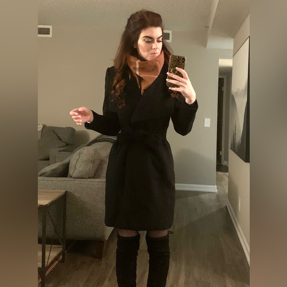 Cole Haan Jackets & Blazers - Cole HAAN wrap black wool pea coat size 2